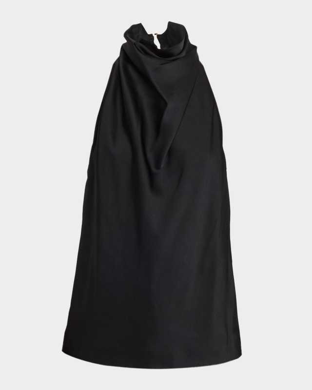 Satin Backless Cowl Halter Top